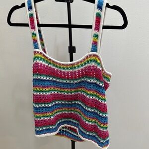 GAP Multicolor Striped Crochet Tank Top